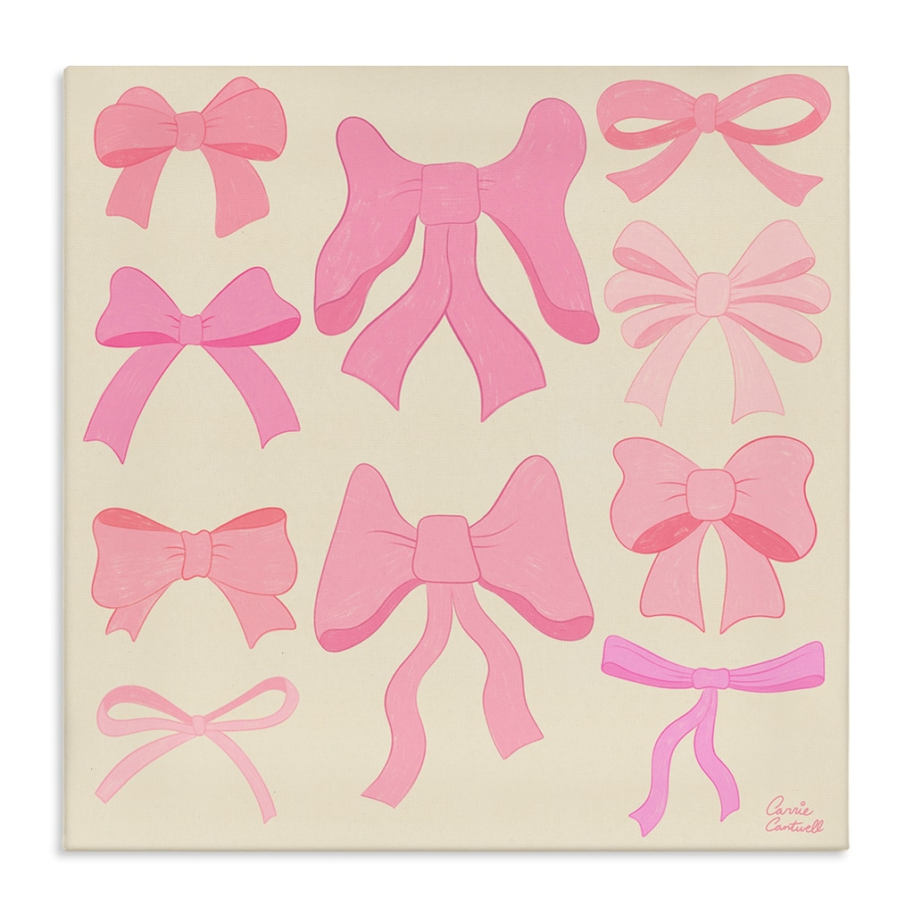 Stupell Trendy Pink Bows Assortment Canvas Wall Art Design By Carrie Cantwell