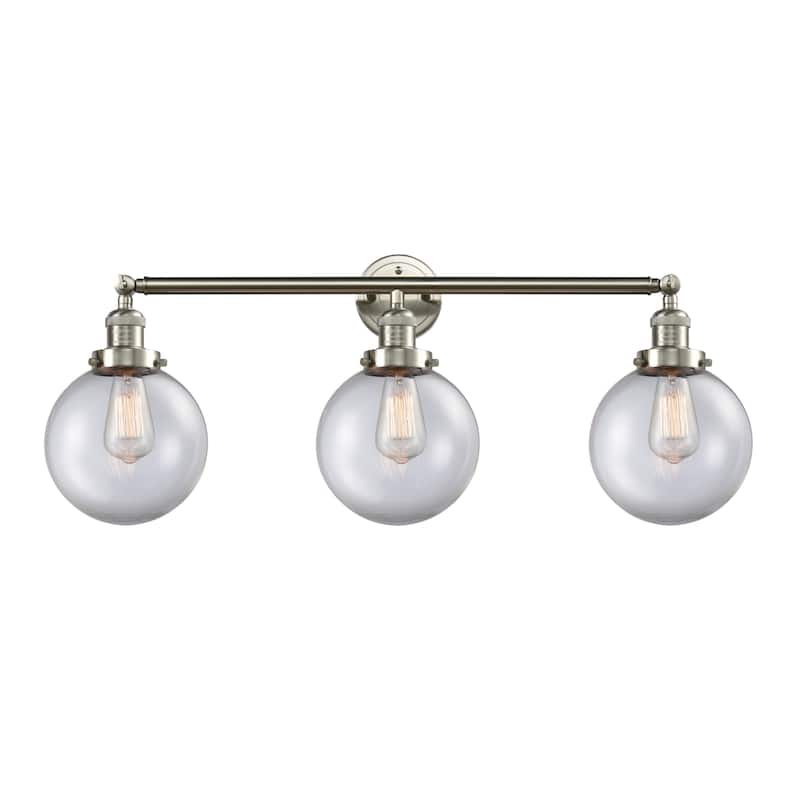 Innovations Lighting Beacon 3 Light 32" Wide Bathroom Vanity Light - Brushed Satin Nickel / Clear