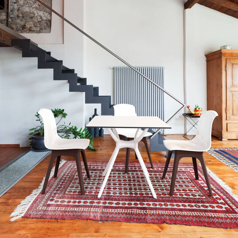 31.5" White Square Laminated Top Outdoor Patio Dining Table