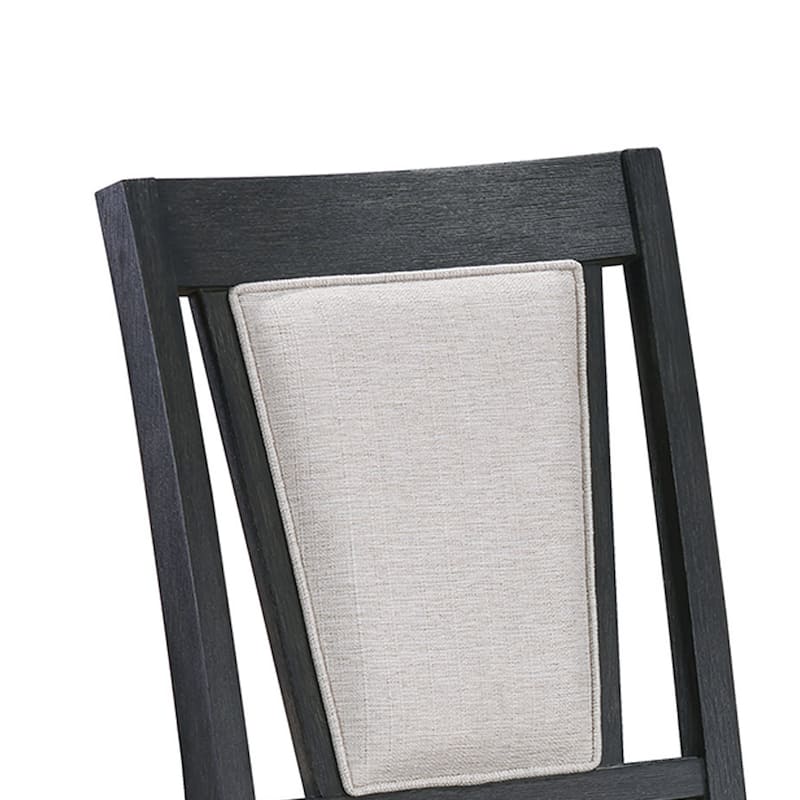 Jackson 19 Inch Side Chair Set of 2, Black Wood Frame, Off White Poly Linen