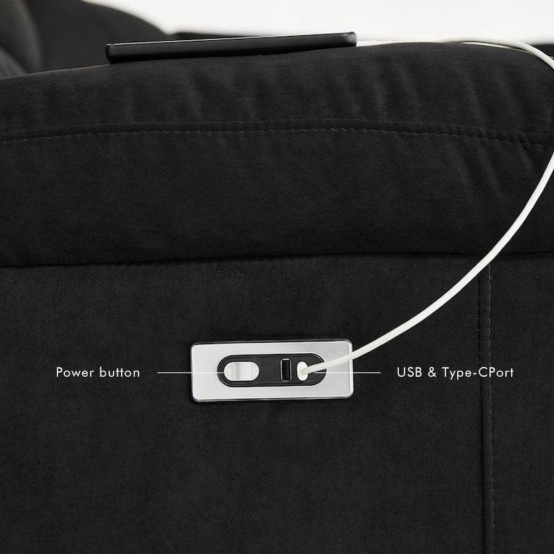 3-Piece Modular Power Recliner Fabric Sofa Set with USB&USB-C Charging For Livingroom