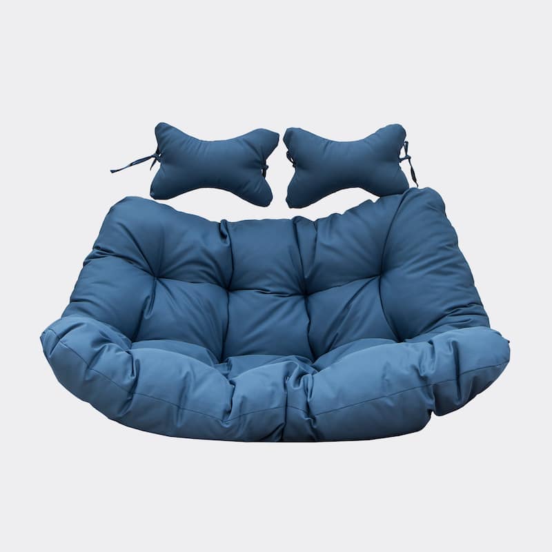 Egg Swing Chair Cushion Durable Weather Resistant Polyester Fits 2 People by LeisureMod - Navy Blue