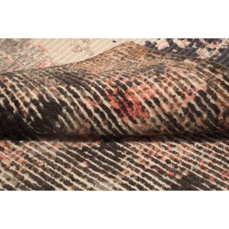 Hand Knotted Oriental Viscose Silk Carpet Modern All-Over Oranges & Rust Abstract Area Rug - 7' 7'' X 5' 5''