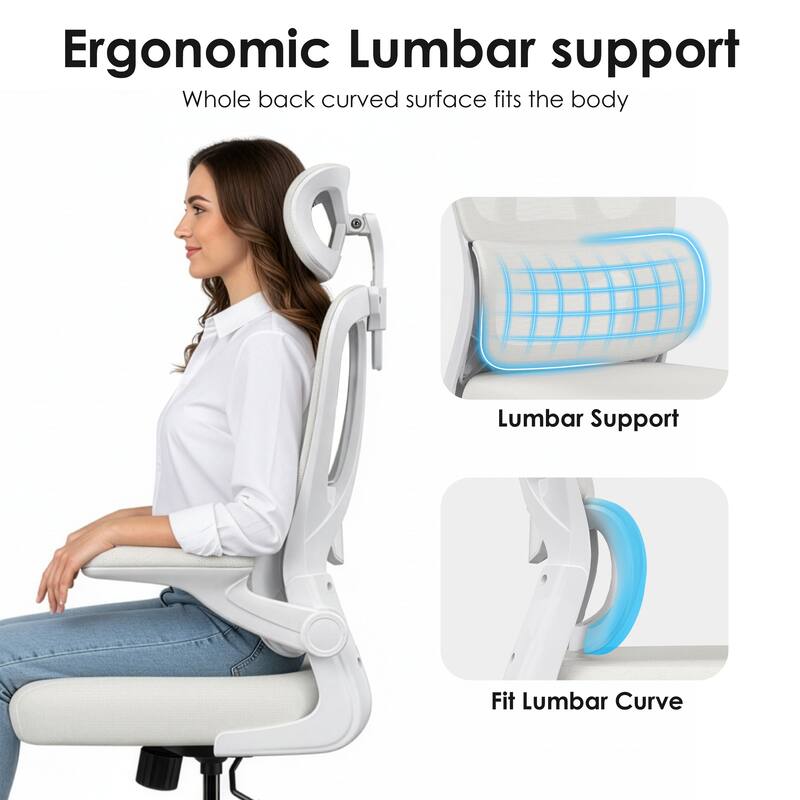 Ergonomic Office Chair, Desk Chair with Headrest and Lumbar Support, High Back Swivel Home Office Chair