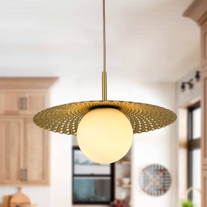 1-Light Glass Globe Pendant Light