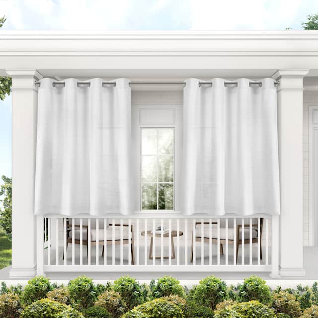 ATI Home Miami Indoor/Outdoor Grommet Top Curtain Panel Pair - 54x63 - White