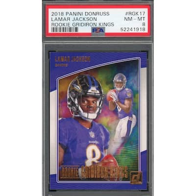 Lamar Jackson 2018 Panini Donruss Gridiron Kings Rookie Card #RGK17 Graded PSA 8 - 8'6" x 11'6"