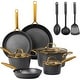 preview thumbnail 1 of 5, Granitestone Armor Max Nonstick Pots and Pans 14 Pc Kitchen Induction Cookware Set, Black