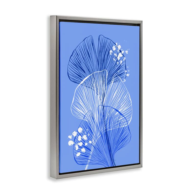 Stupell Layered Blue Gingkoes Framed Floater Canvas Wall Art Design By Martina Pavlova