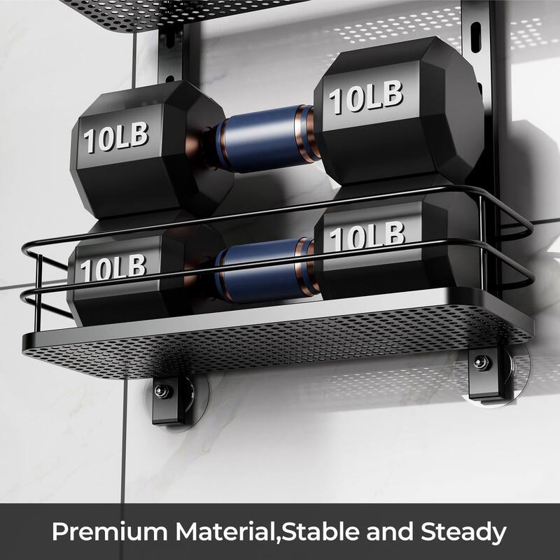 Shower Caddy Organizer Over Head Anti-Swing Hanging Bathroom Shelves Basket Rack Rustproof (Black, 11.96" x 4.84" x 39") - Black