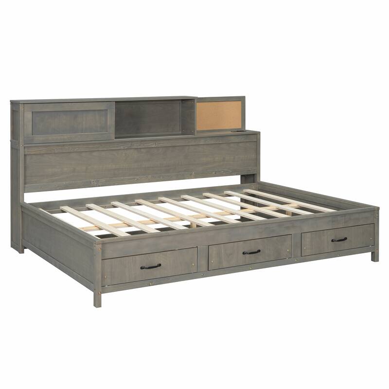 Versatile Wooden Daybed with Multiple Functionalities and Storage