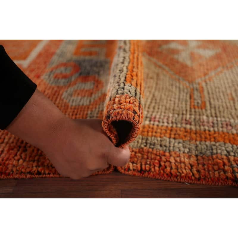 Transitional Oushak Oriental Vintage Runner Rug Handmade Wool Carpet - 3'2"x 11'9"