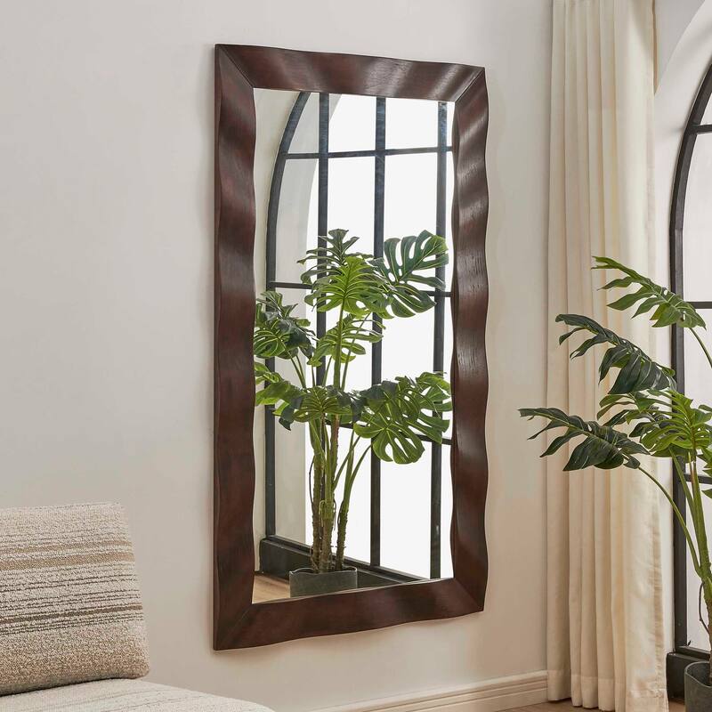 Uttermost Wrinkle Wavy Wood Mirror - 39.63" W x 69.63" H x 1.50" D
