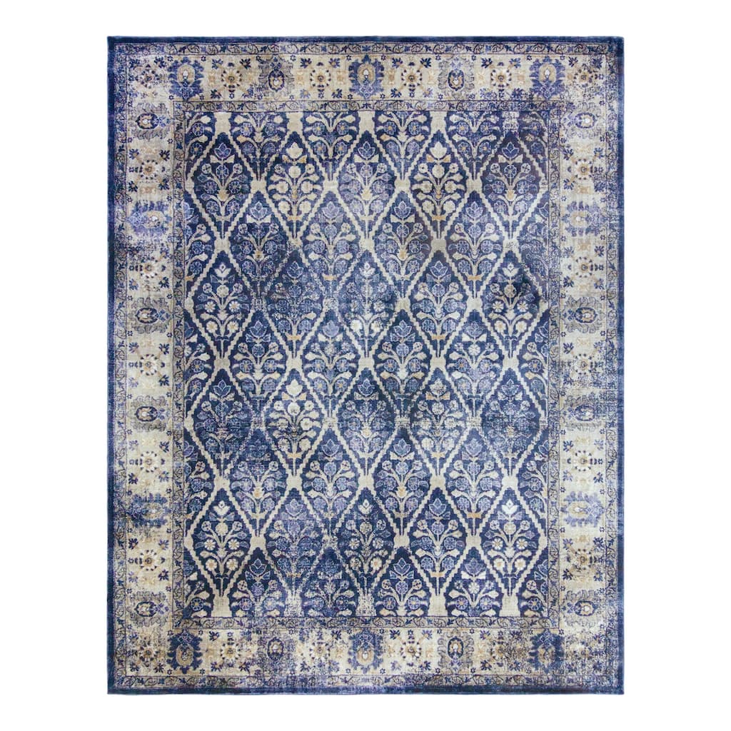 Gertmenian Timbo Lowan Traditional Industrial Distressed Navy Blue Area Rug