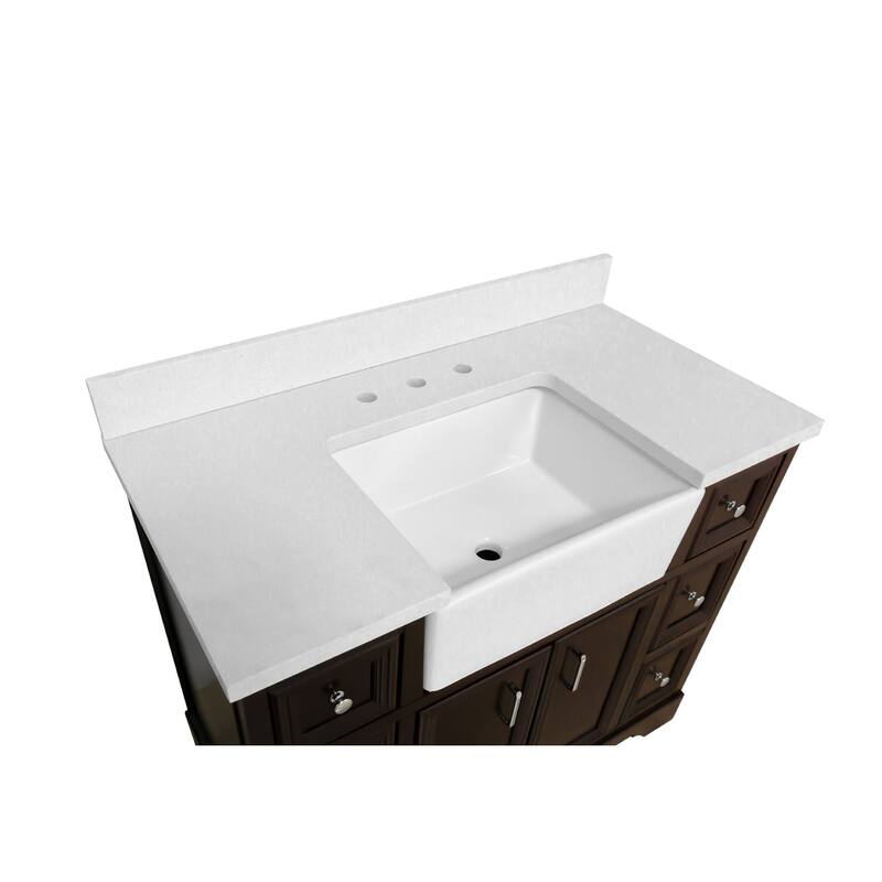 KitchenBathCollection Zelda 42" Farmhouse Bathroom Vanity with Quartz Top