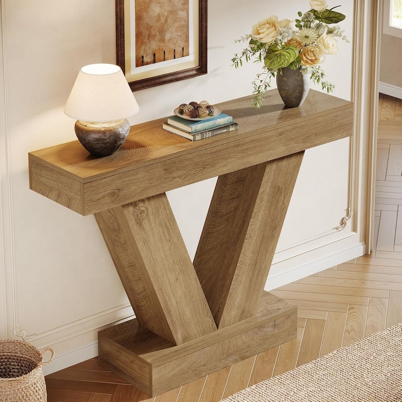 41.3" Console Table, Behind Couch Sofa Entryway Table with V-Shaped Legs, Living Room, Hallway, Foyer, Entrance