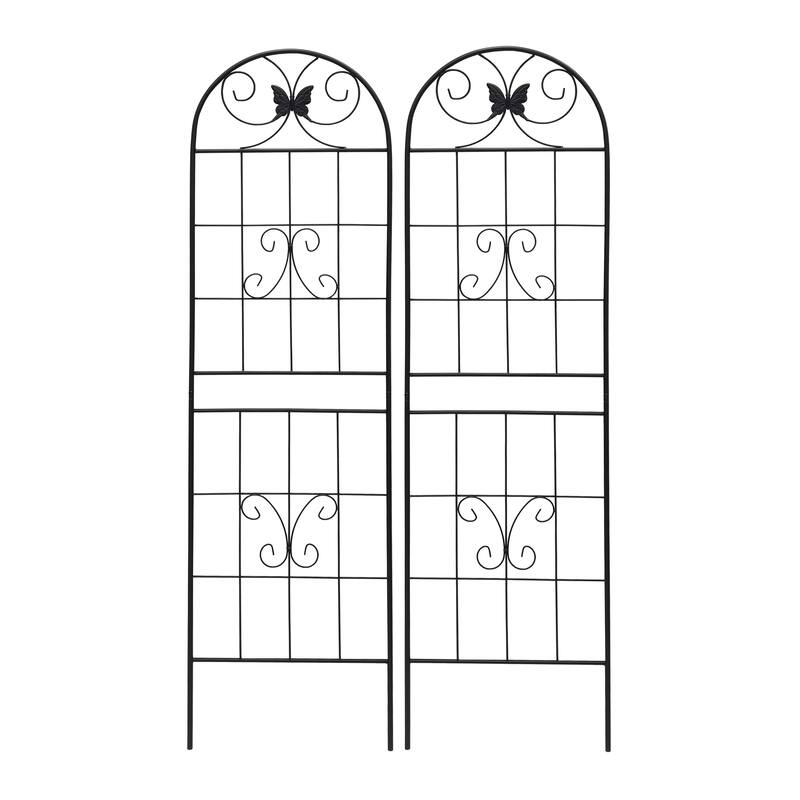 2 Pack Metal Garden Trellis Rustproof Trellis for Climbing Plants Outdoor Flower Support Dragonfly Deco Black