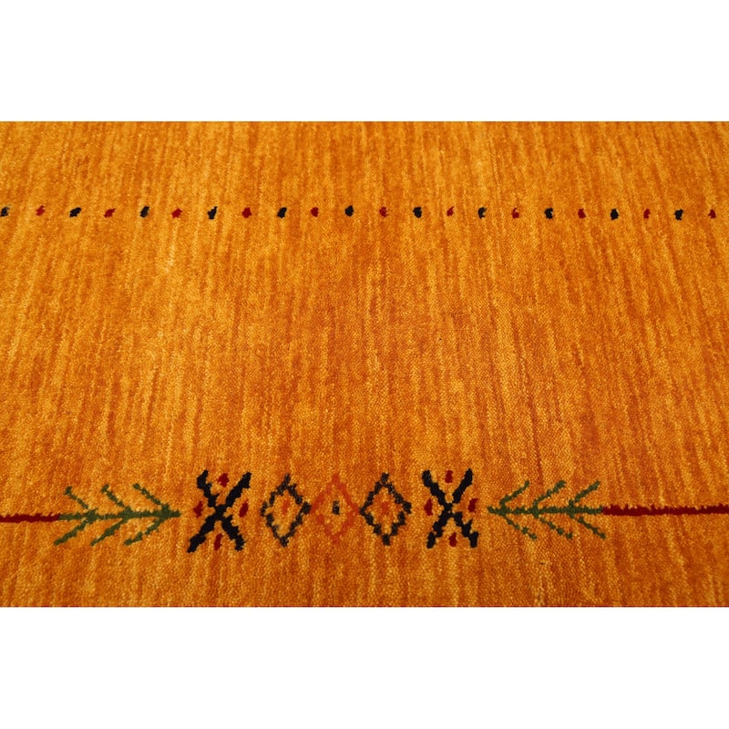 ECARPETGALLERY Hand Loomed Kashkuli Gabbeh Dark Gold Wool Rug - 8'3 x 9'9