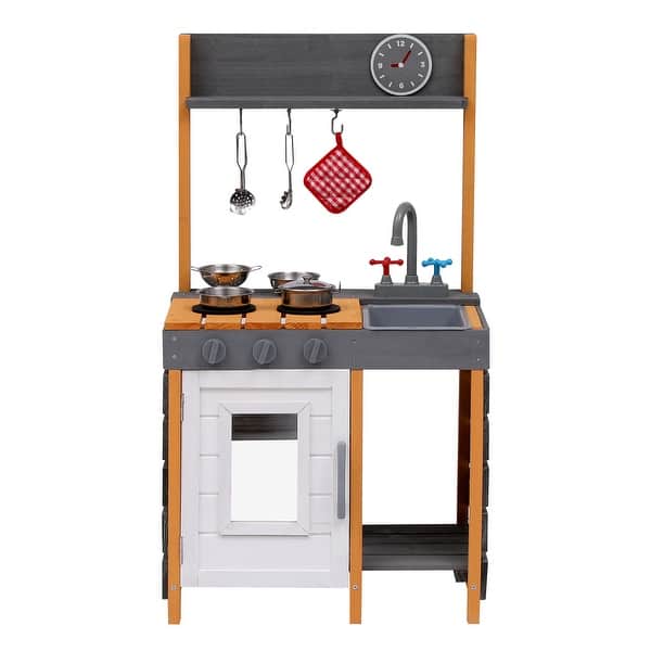slide 2 of 6, Outdoor Play Kitchen Playset with Cookware Accessories
