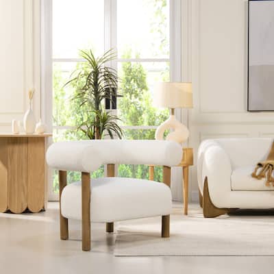 Fuji 37" Mid Century Modern Barrel Boucle Sherpa Accent Arm Chair