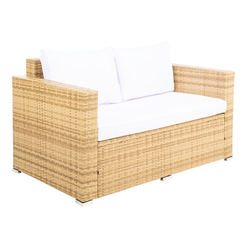 SAFAVIEH Outdoor Patio Furniture Natalee Wicker 4-Piece Conversation Set - 50W x 27D x 28H