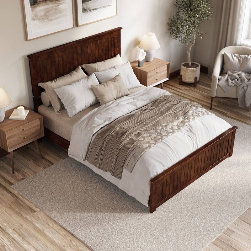 Naples Solid Wood Low Profile Platform Bed with Matching Footboard