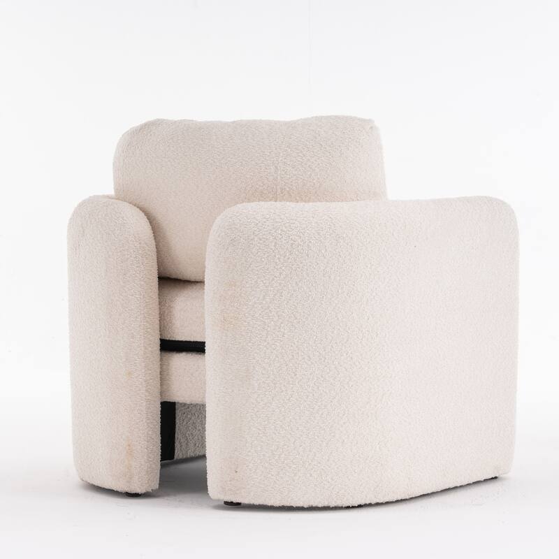 Chenille Round Corner Accent Chairs with Ergonomic Support and Tool-Free Assembly