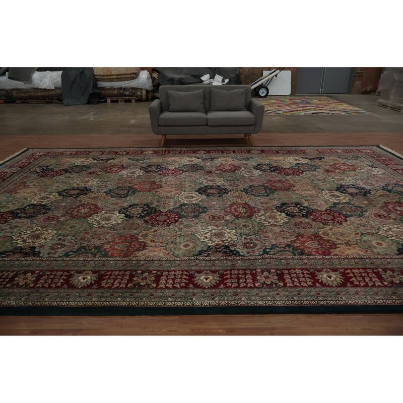 Hand Knotted Oriental 100% Wool Carpet Traditional Floral Multi-Colored Agra Area Rug - 17' 4'' X 11' 6''