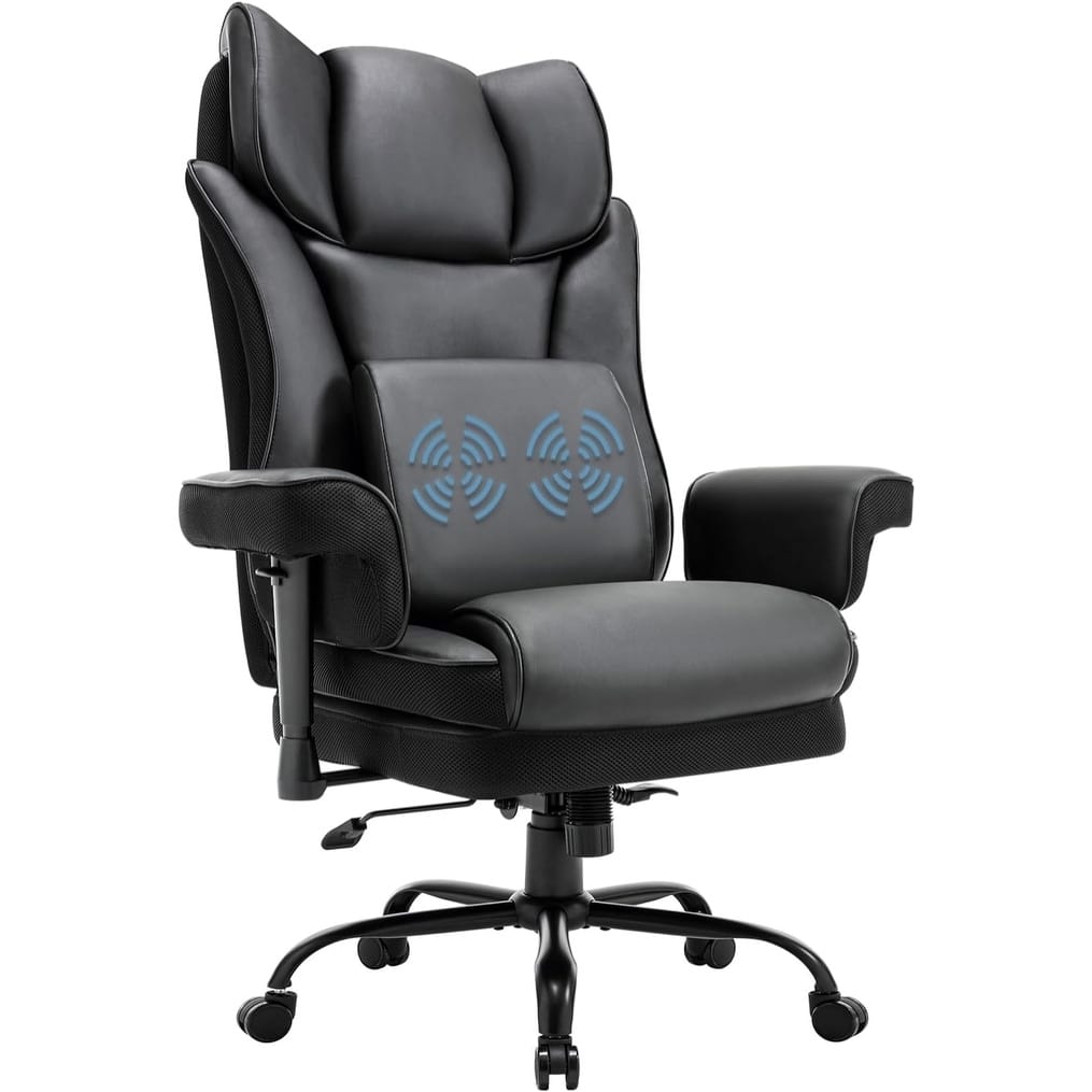 High Back Office Chair Rocking Office Chair Ergonomic Office Chair with Padded Armrests Massage and Lumbar Support, for Office