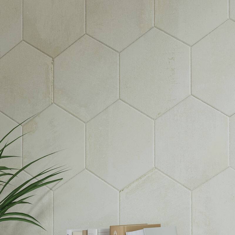 Arcadian Hexagon 9 in. x 10 in. Glazed Porcelain Wall and Floor Tile - Linen Matte - 9 x 10