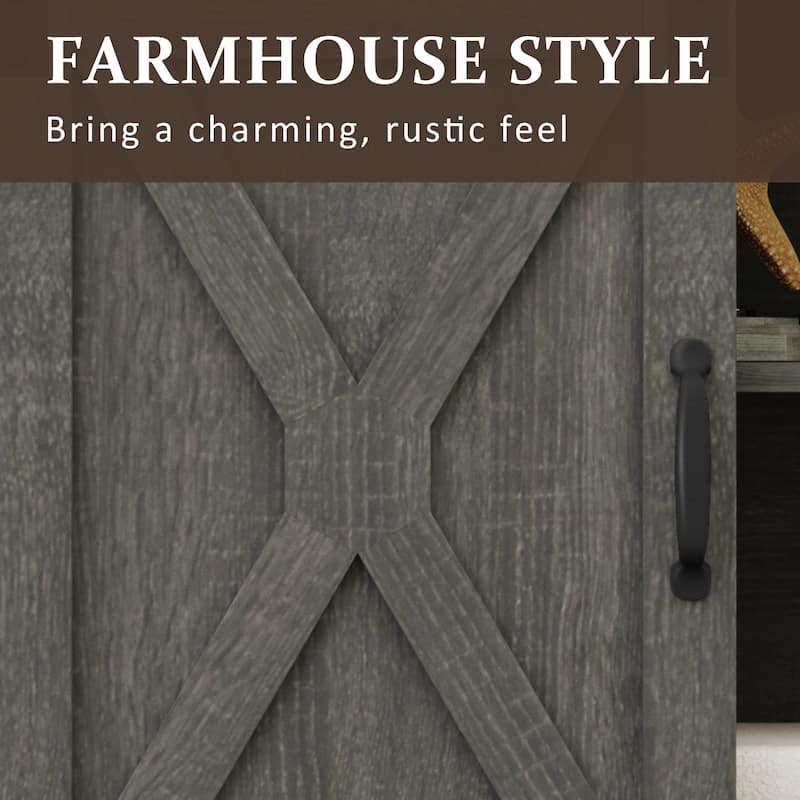 Farmhouse TV Stand for 65 inch TV with Sliding Barn Doors