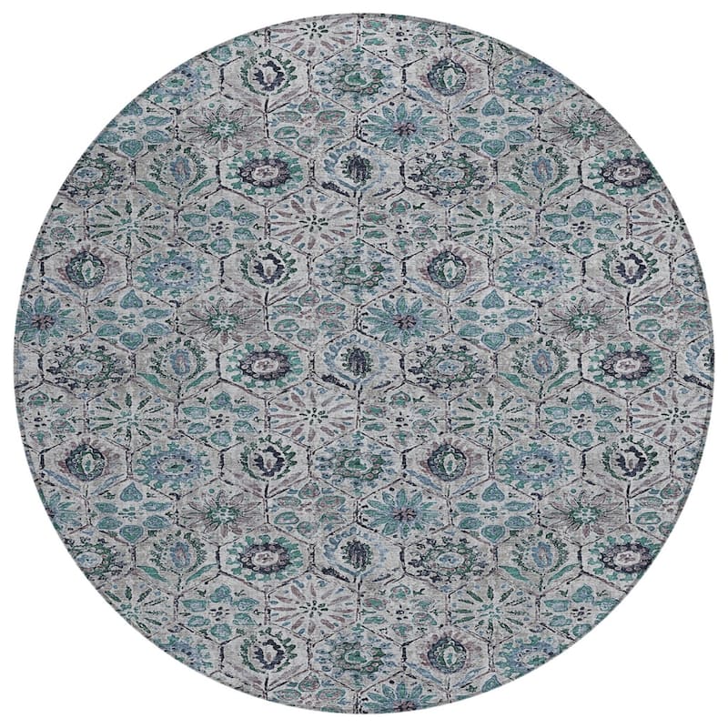 HomeRoots Floral Transitional Rectangle Outdoor Rug
