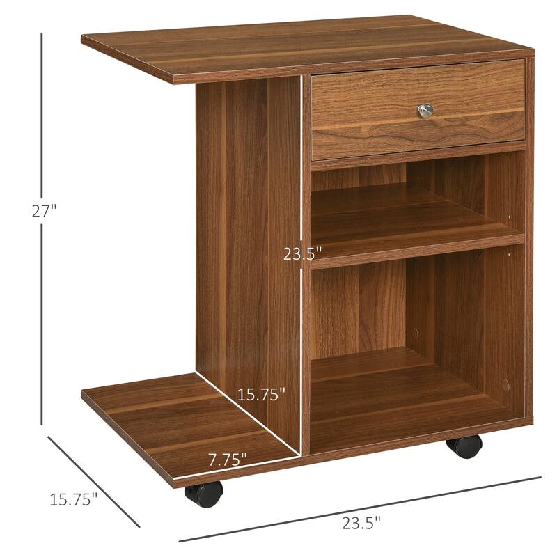 Vinsetto Printer Table Desk, Rolling Cart Stand with Wheels, Adjustable Shelf, Drawer and CPU Stand