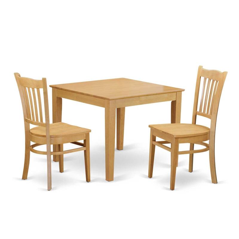 HomeStock 3-Piece Natural Brown Oak Finish Solid Wood Top Dining Table Set