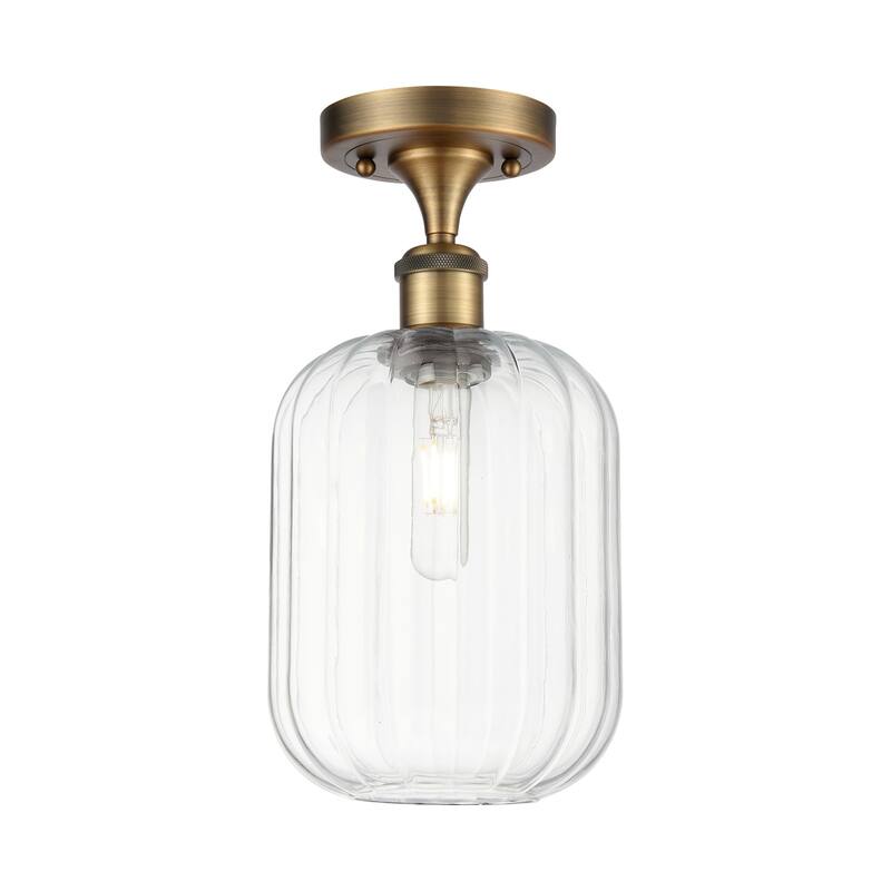 Innovations Lighting 516-1C-13-7 Preston Semi-Flush Preston 7" Wide - Brushed Brass / Clear