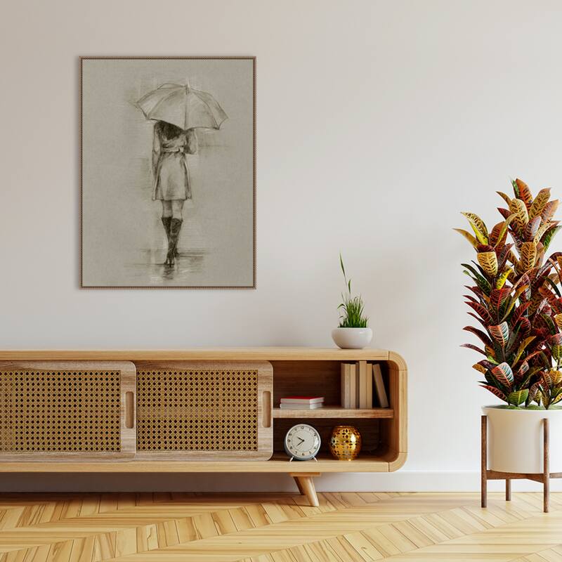 Rainy Day Rendezvous No. 1 by Ethan Harper Framed Canvas Wall Art Print