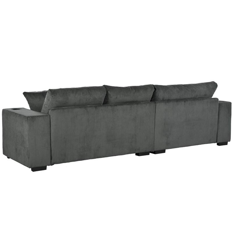 Deep Seat Sleeper Sofa Sectional Sofa Bed Built-in Cup Holders, Charging Ports