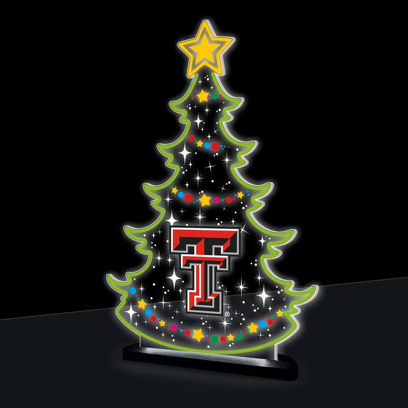 10" LED Tabletop Christmas Tree Desklite Sign, Texas Tech