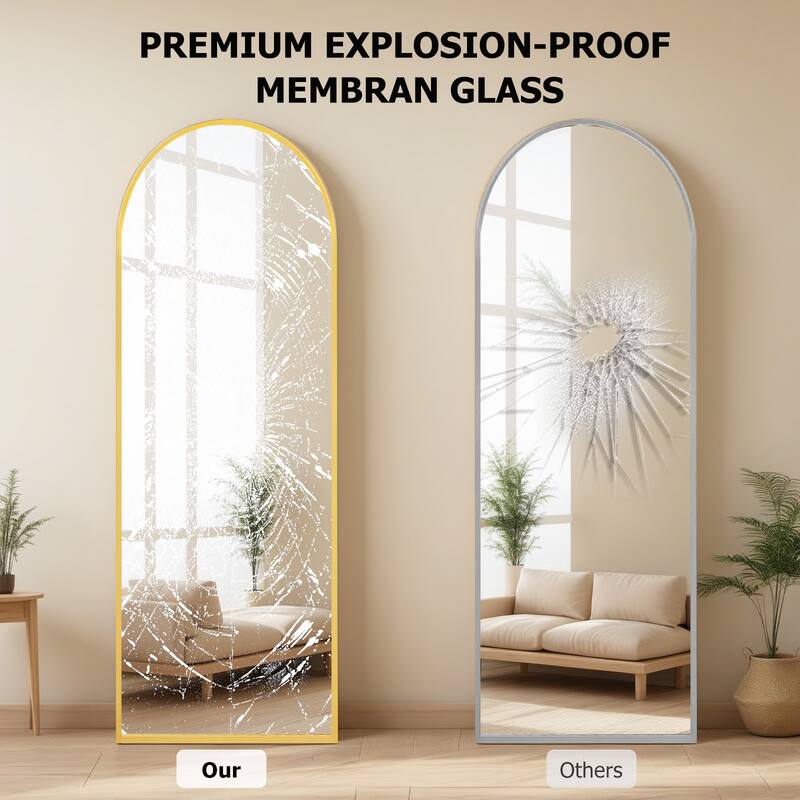 Full Length Mirror with Stand, Floor Mirror with Aluminum Alloy Frame for Bedroom, Standing Full Body Mirror for Wall, Cloakroom