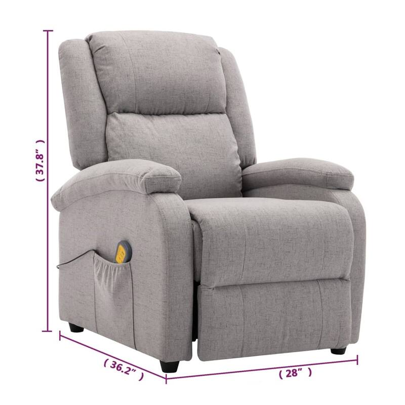 Keo Manual Reclining Massage Chair, Padded Arms, Light Gray Fabric