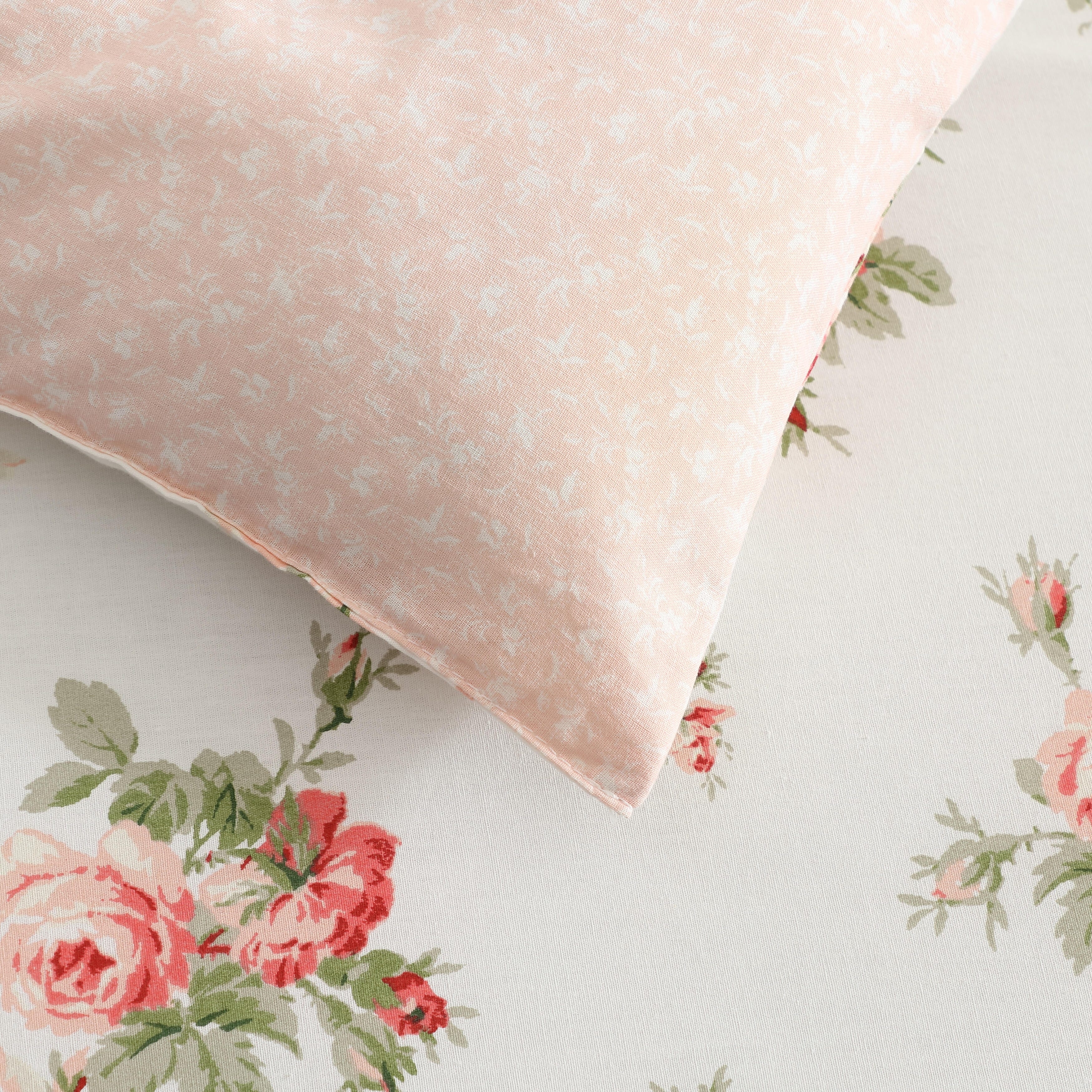 Laura Ashley Ribbon Bouquet Cotton Reversible Red Comforter Set