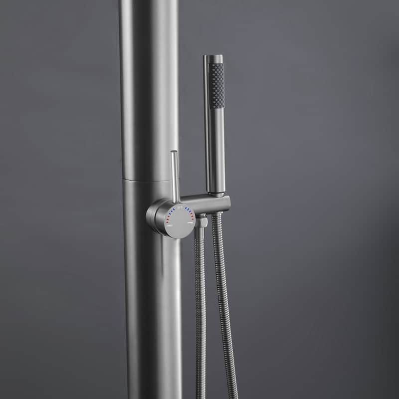 89'' H 304 Stainless Steel Freestanding Outdoor Shower with Detachable Rain Shower Head