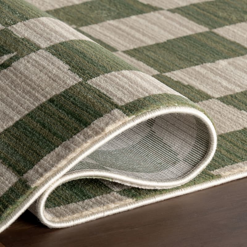 Nuloom Dominique Abstract Checkered Fringe Area Rug