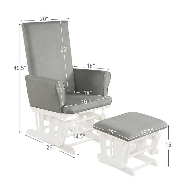 dimension image slide 2 of 3, Costway Baby Nursery Relax Rocker Rocking Chair Glider & Ottoman Set - See Details