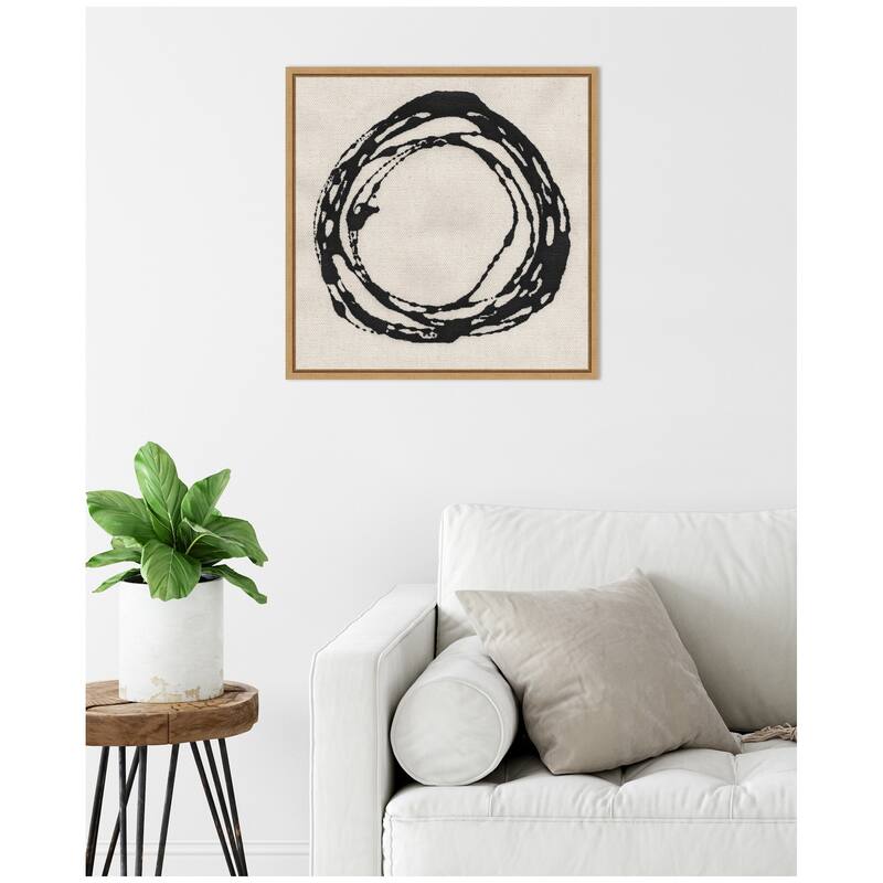 Kate and Laurel Sylvie Flowing Circle Abstract 2 Framed Canvas by The Creative Bunch Studio