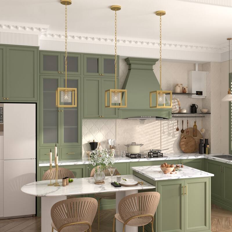 Moulins 1-light Modern Glam Crystal Geometric Kitchen Island Pendant Light - 8''