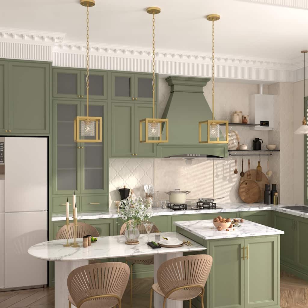 Moulins 1-light Modern Glam Crystal Geometric Kitchen Island Pendant Light - 8''