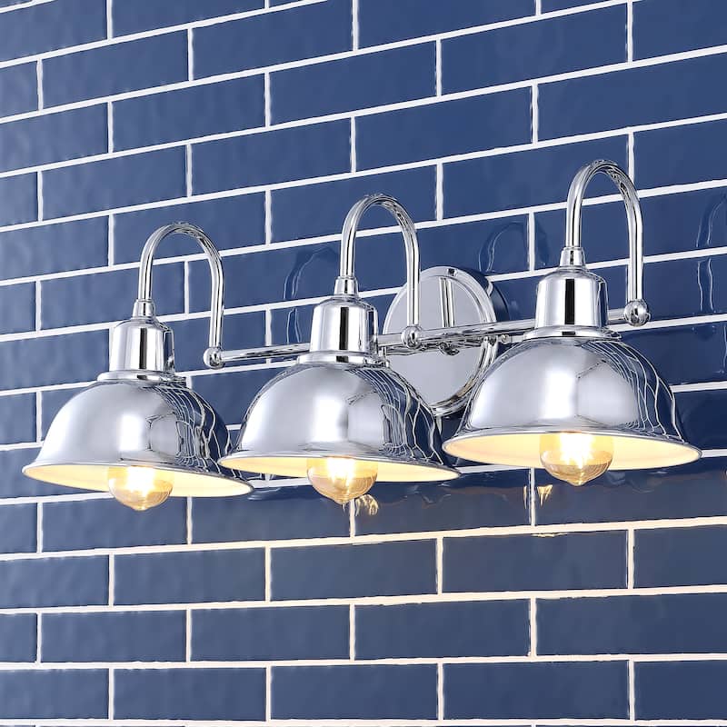 Frisco Farmhouse Industrial Iron LED Vanity, Chrome by JONATHAN Y