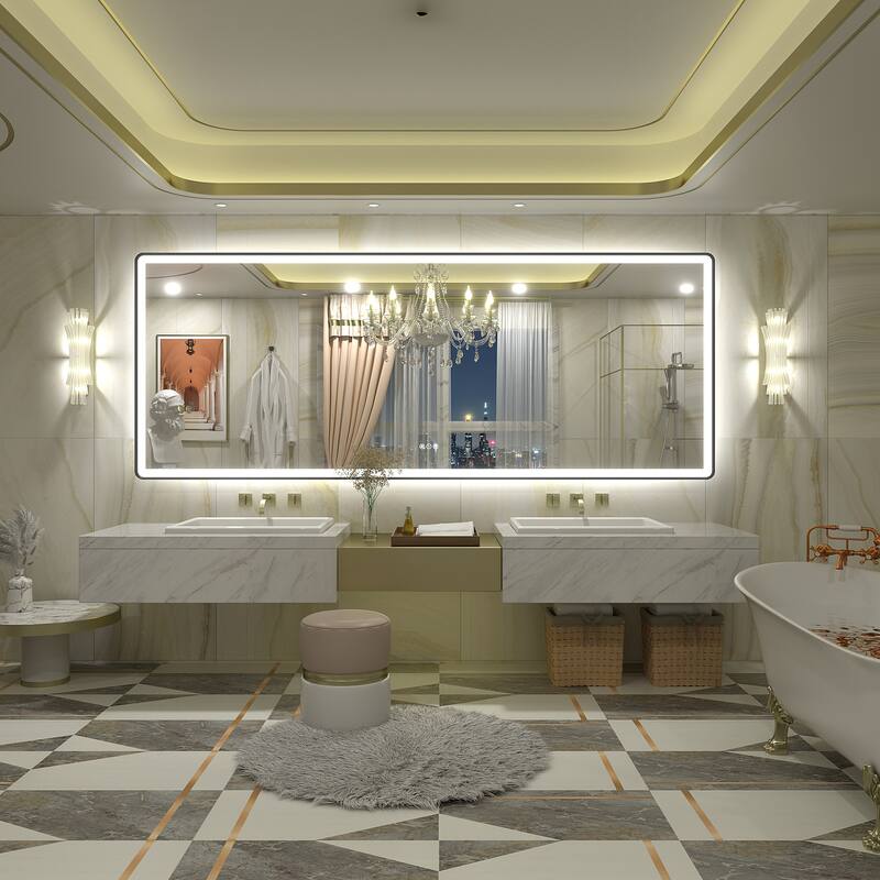 UL Certified Front & Back LED Anti-Fog Tempered Glass Framed Bathroom/Vanity Mirror 3-Year Warranty