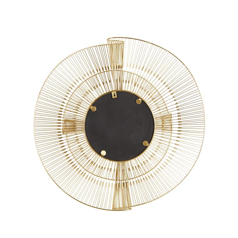 Metal Starburst Layered Room Wall Mirror with Wire Starburst Rays - Gold - Roche River Decor
